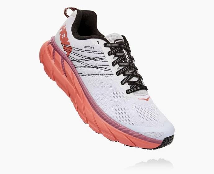 Hoka Clifton 6 Siroke Topanky Cestne Bezecke Topanky Damske Biele Koralove | Slovensko-7985013