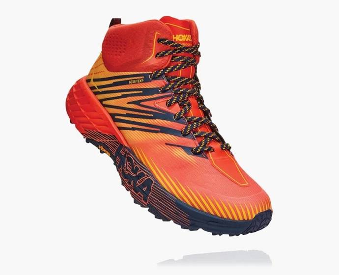 Hoka Speedgoat Stredne GORE-TEX 2 Turisticka Obuv Panske Červené Zlate | Slovensko-6013497