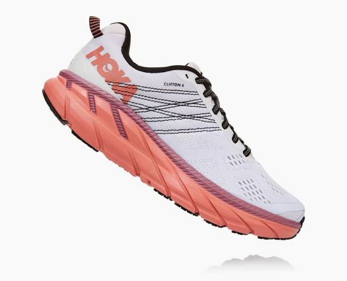 Hoka Clifton 6 Cestne Bezecke Topanky Damske Biele Koralove | Slovensko-0142386