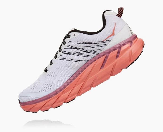 Hoka Clifton 6 Cestne Bezecke Topanky Damske Biele Koralove | Slovensko-0142386